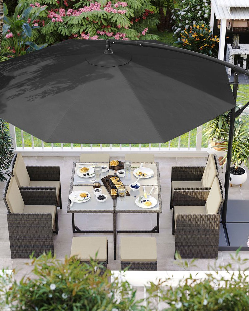 Freiarmschirm mit Ständer – Gartenschirm mit UV-Schutz UPF 50+ – mit Kurbel – für Balkon, Terrasse und Garten