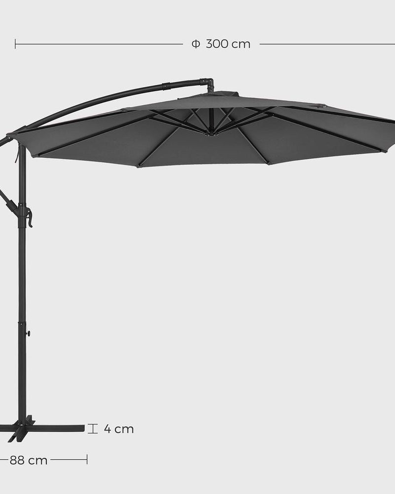 Freiarmschirm mit Ständer – Gartenschirm mit UV-Schutz UPF 50+ – mit Kurbel – für Balkon, Terrasse und Garten