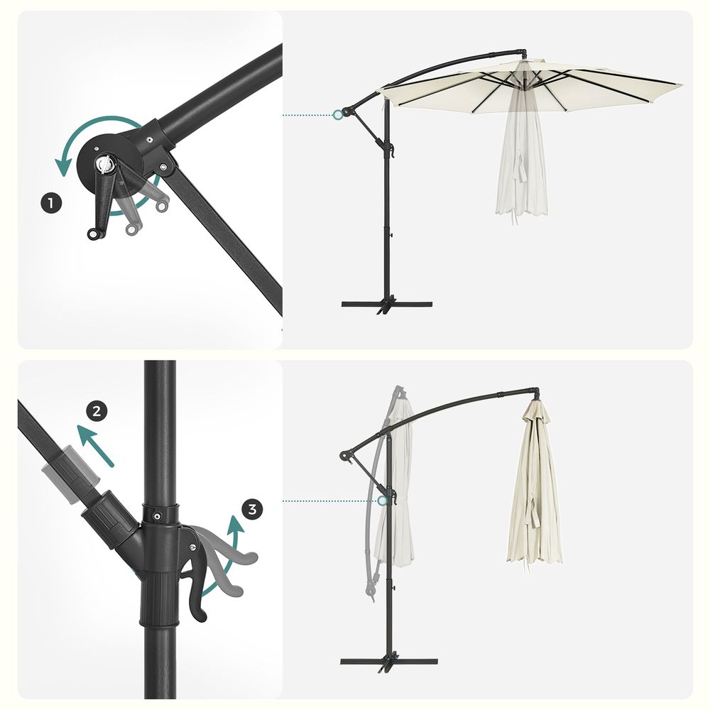 Parasol Ø 3 Meter - Tuinparasol met Handkurbel en UV - Bescherming - De Vries Meubels