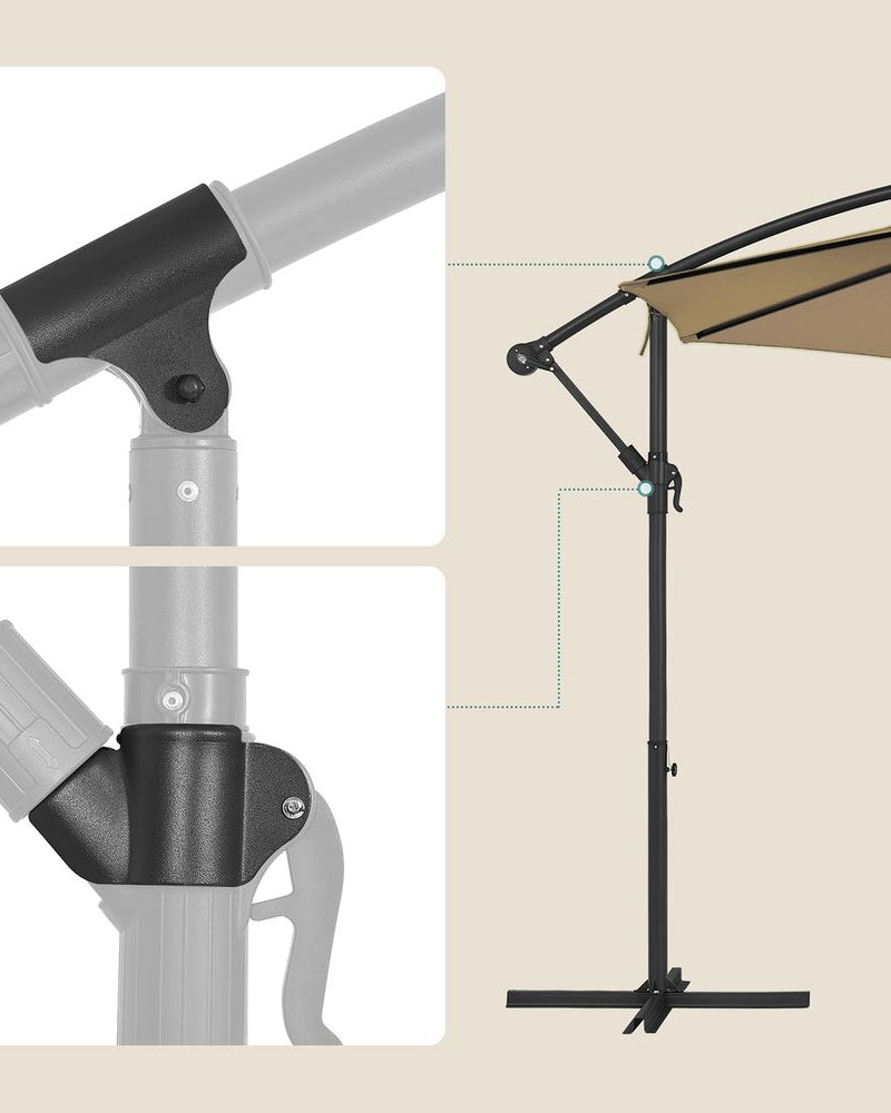Freiarmschirm mit Ständer – Gartenschirm mit UV-Schutz UPF 50+ – mit Kurbel – für Balkon, Terrasse und Garten
