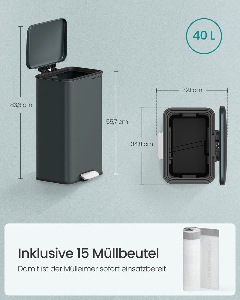 Pedaalemmer met Zachte Sluiting - 40 Liter - Afvalbak - De Vries Meubels