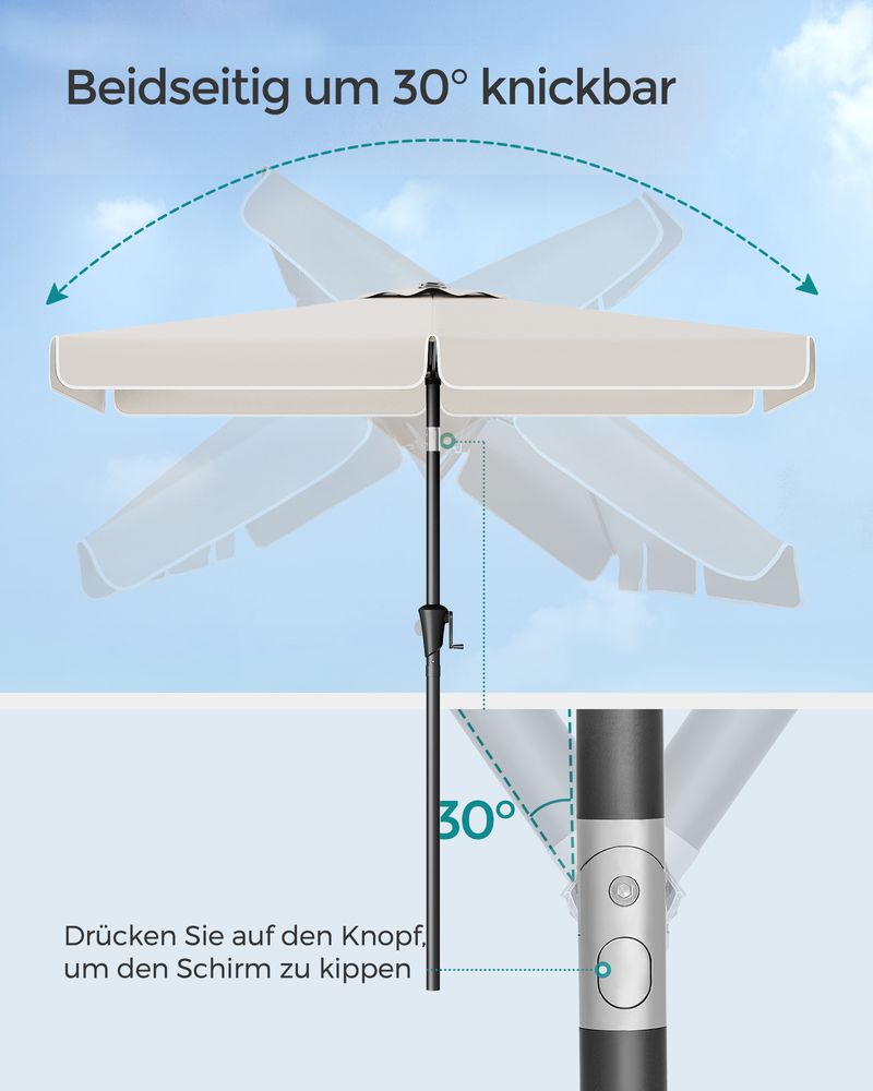 Rechthoekige Parasol - Balkon Parasol met Kantelfunctie - UV - bescherming - De Vries Meubels