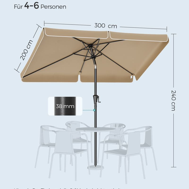 Rechthoekige Parasol - Balkon Parasol met Kantelfunctie - UV - bescherming - De Vries Meubels