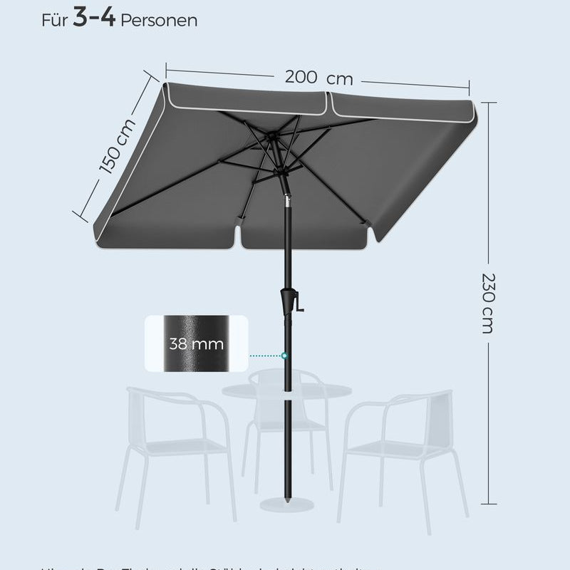 Rechthoekige Parasol - Balkon Parasol met Kantelfunctie - UV - bescherming - De Vries Meubels