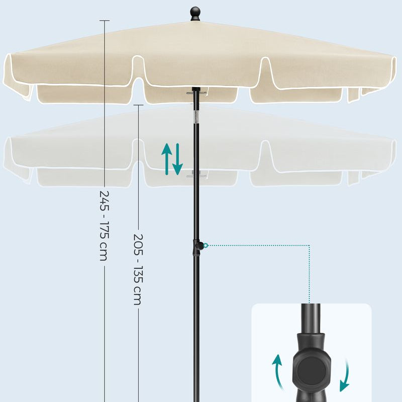 Rechthoekige Parasol - Kantelbaar - Hoogte Verstelbaar - UV - bescherming tot UPF 50+ - De Vries Meubels