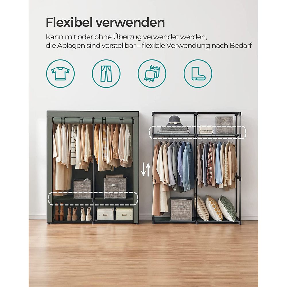 Ruime Stoffen Kledingkast met Beschermhoes en Kledingroedes - De Vries Meubels