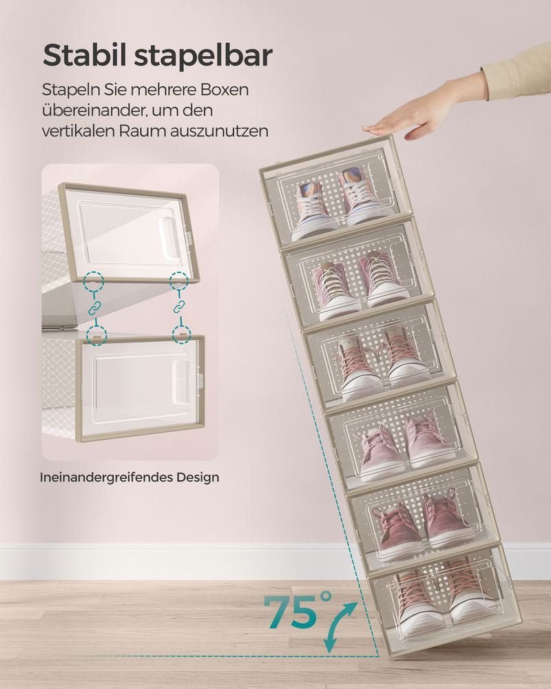 Schoenendozen Set van 18 - Transparante Stapelbare Schoenenopbergers met Deurtje - De Vries Meubels