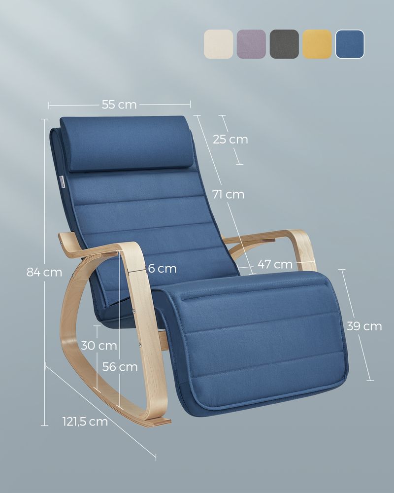Schommelstoel met Verstelbare Voetensteun - Zitstoel Draagvermogen tot 150 kg - De Vries Meubels
