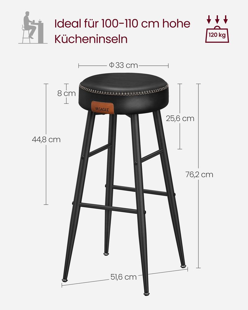 Set van 2 Barkrukken - Luxe Keukenstoelen - Verstelbare Poten - De Vries Meubels