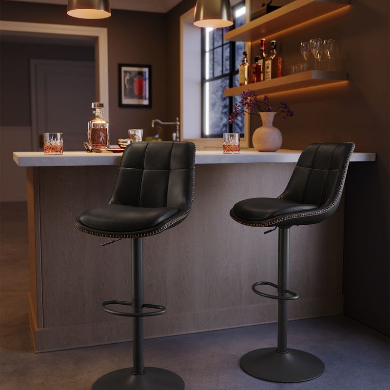 Set van 2 Barkrukken - Verstelbaar en 360° Draaibaar - Kunstleer - De Vries Meubels