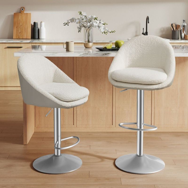 Set van 2 Luxe Barstoelen - Bouclé - Fluweel - Verstelbaar - De Vries Meubels