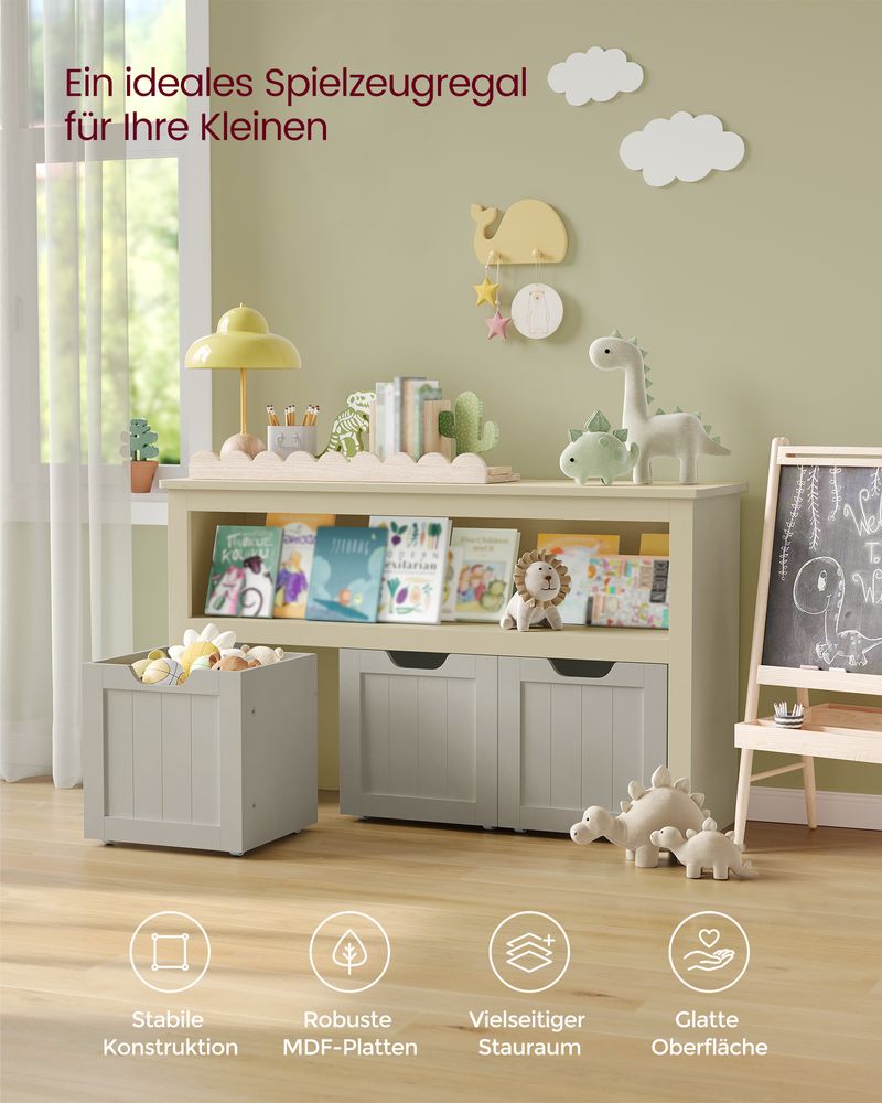 Speelgoedkast met 3 opbergbakken - stijlvol en praktisch - Kinderkamer - De Vries Meubels