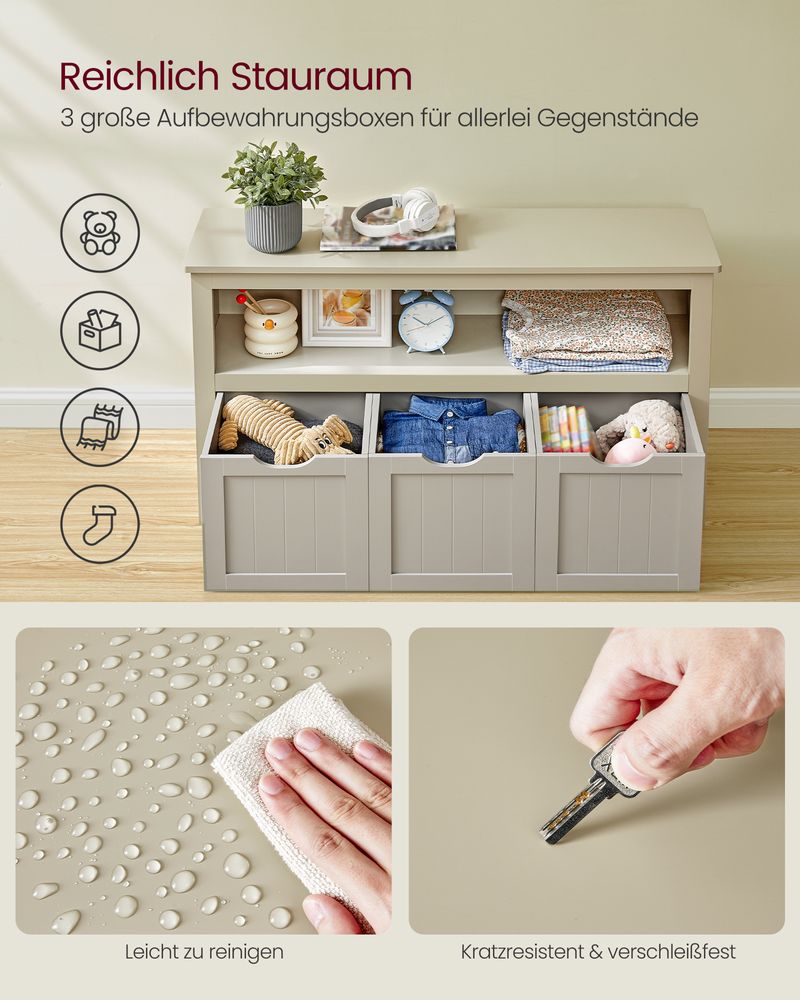 Speelgoedkast met 3 opbergbakken - stijlvol en praktisch - Kinderkamer - De Vries Meubels