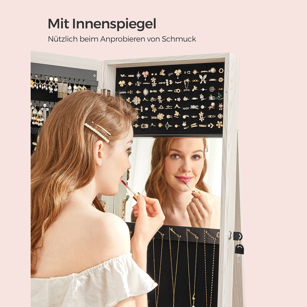 Staande 360° Draaibare Sieradenspiegelkast met Slot - De Vries Meubels