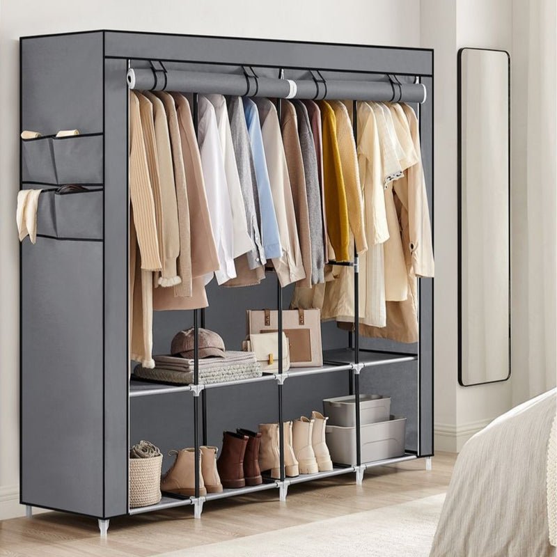 Stoffen Kledingkast met Hangvakken en Planken – Ruime en Praktische Opbergoplossing - De Vries Meubels