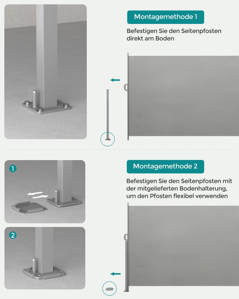 Tuinscherm 140 cm Hoog - Uitschuifbaar Balkonscherm - Zonnescherm - De Vries Meubels