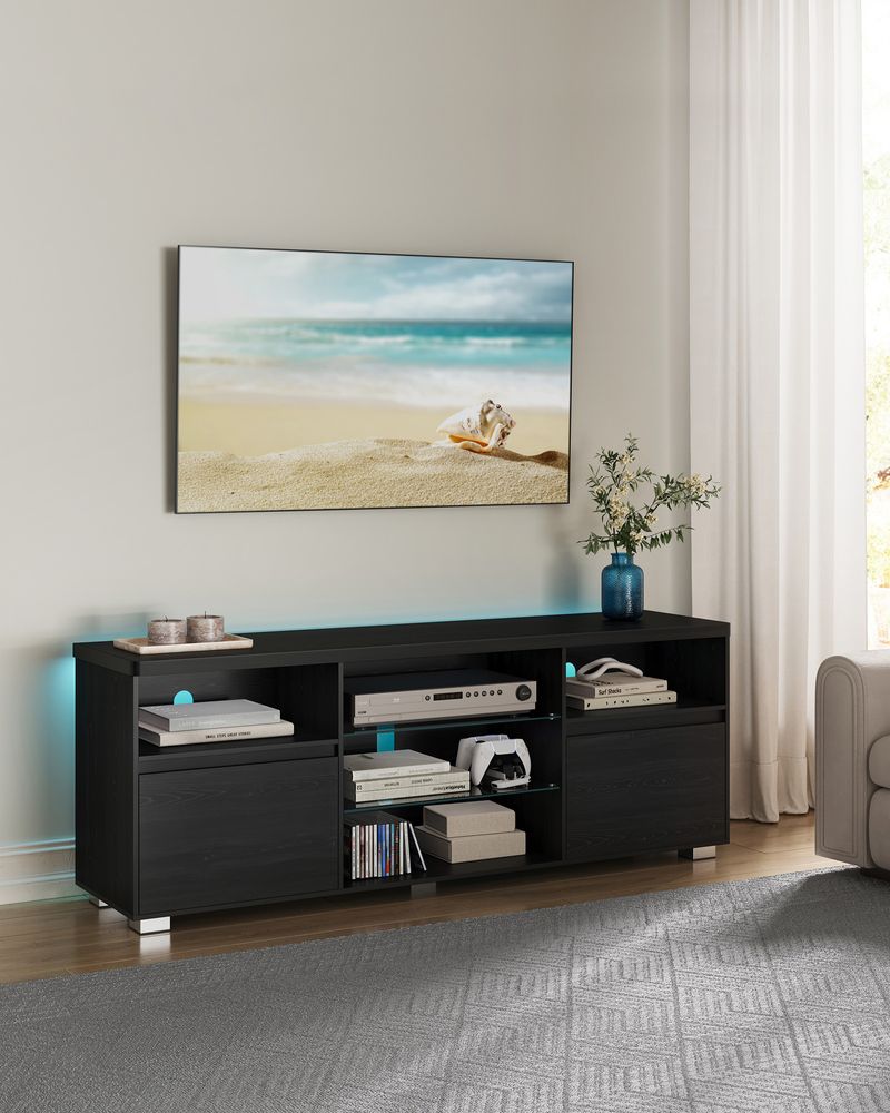 TV - meubel met LED - verlichting en verstelbare opbergruimte - De Vries Meubels