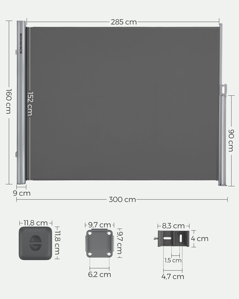 Uitschuifbaar Tuinscherm - Windscherm - Zonnescherm 160 cm hoog - De Vries Meubels