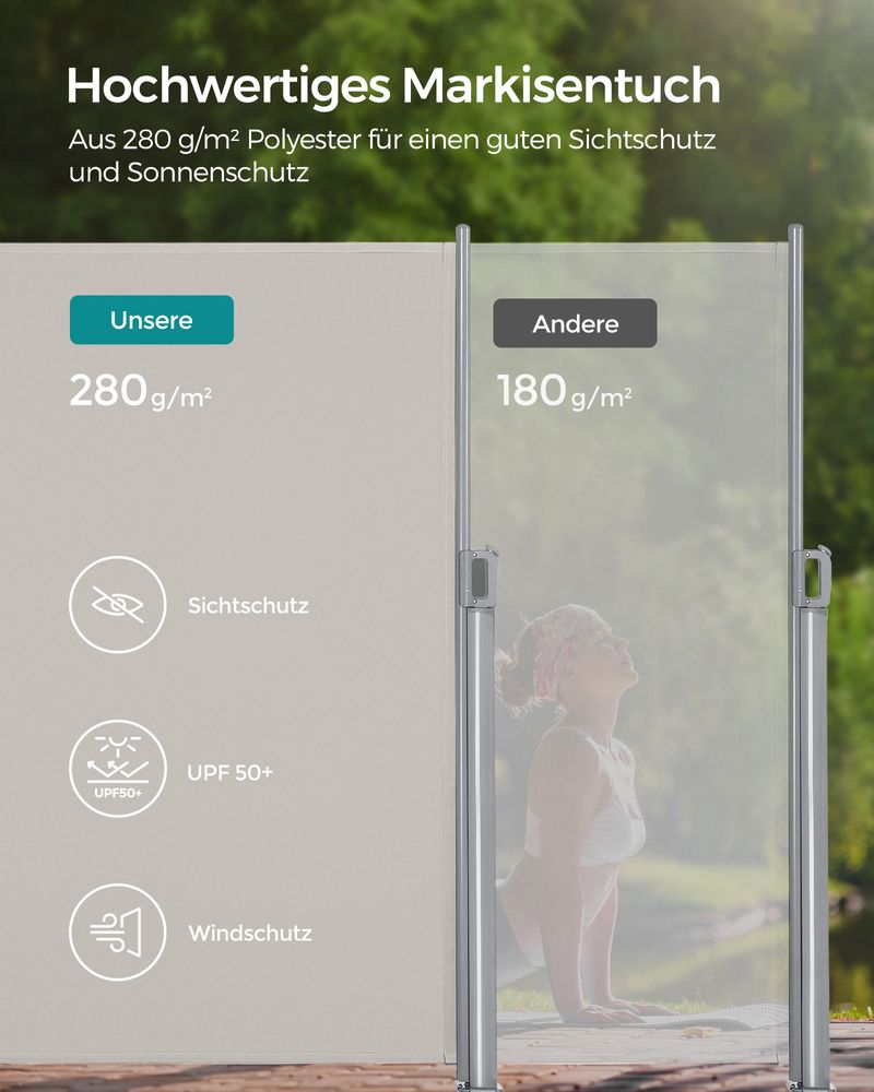 Uitschuifbaar Tuinscherm - Windscherm - Zonnescherm 160 cm hoog - De Vries Meubels