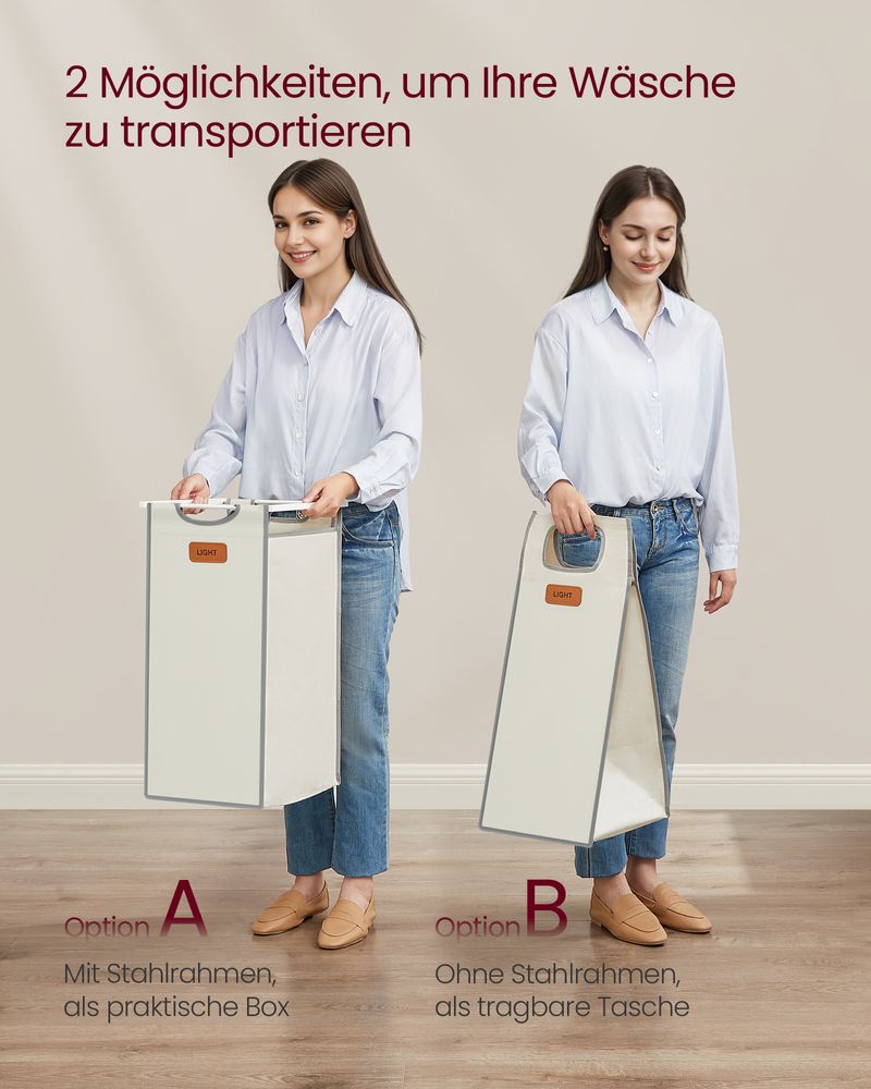 Wasmand Wagen 2 x 50L - Wasmand met Wieltjes - De Vries Meubels