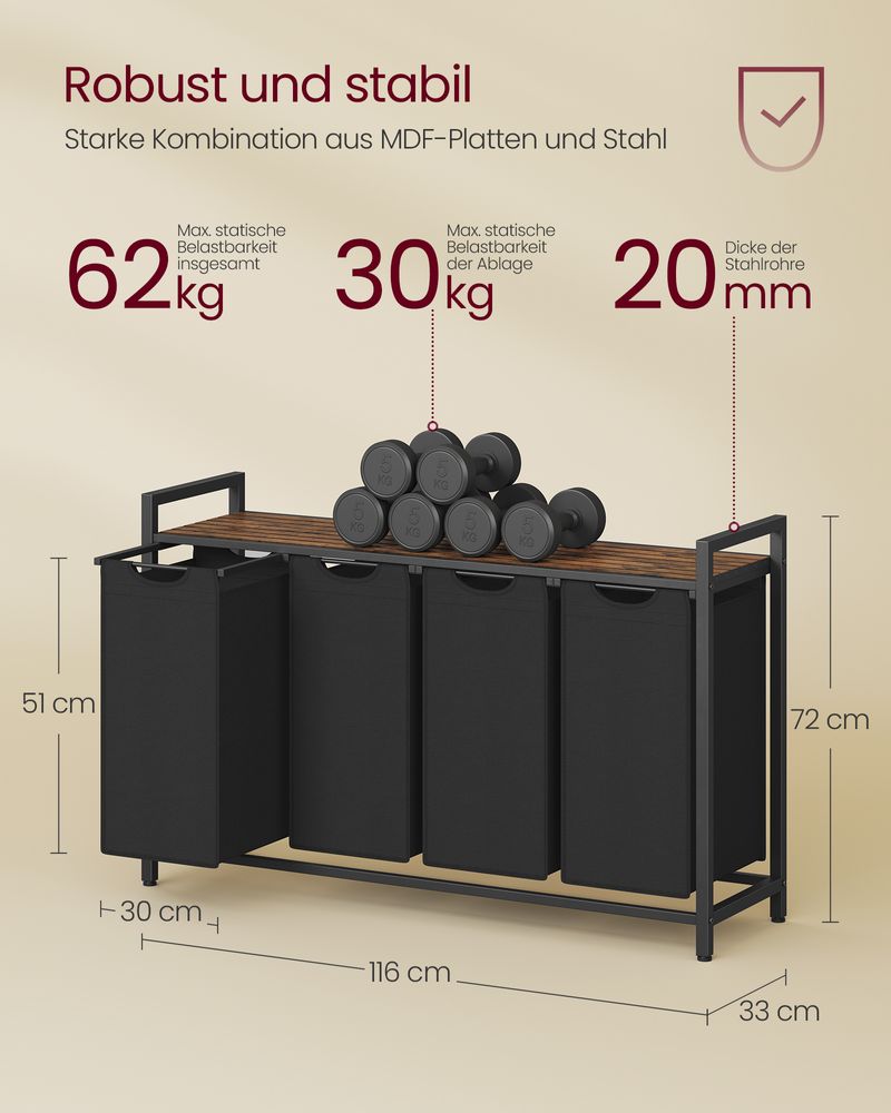 Wassorteerder met Handige Wasmanden - Wastrolley met Opbergrek - Praktische Organizer voor de Wasruimte - De Vries Meubels