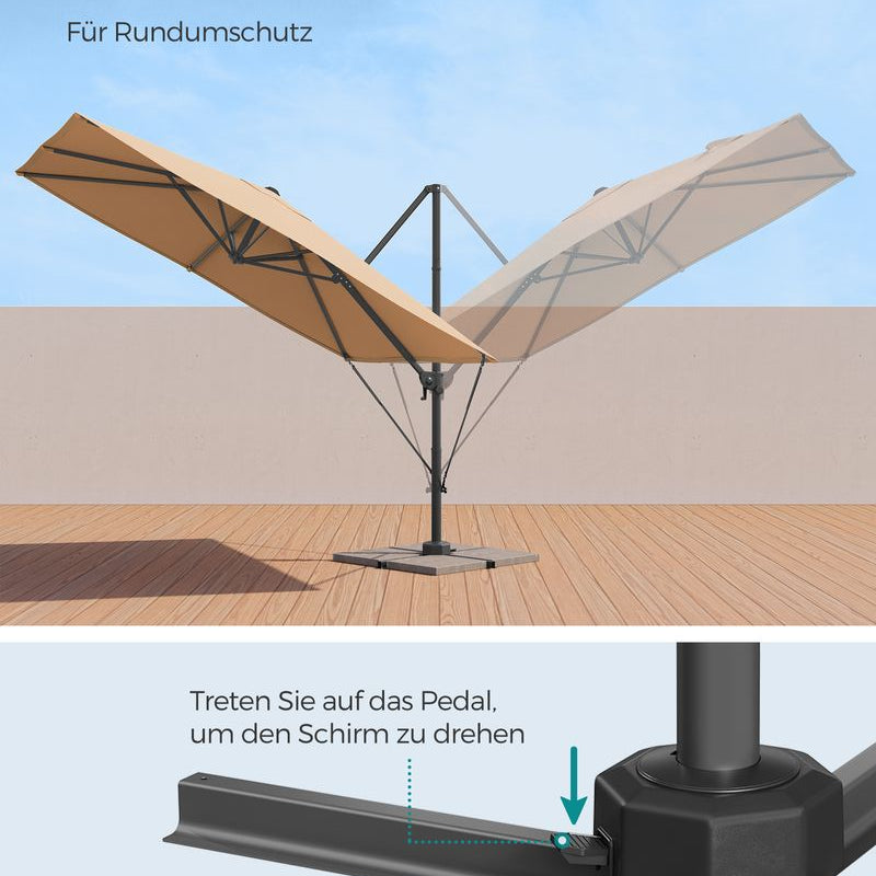 Zweefparasol 270 x 270 cm - Compleet Verstelbaar en 360° draaibaar - De Vries Meubels
