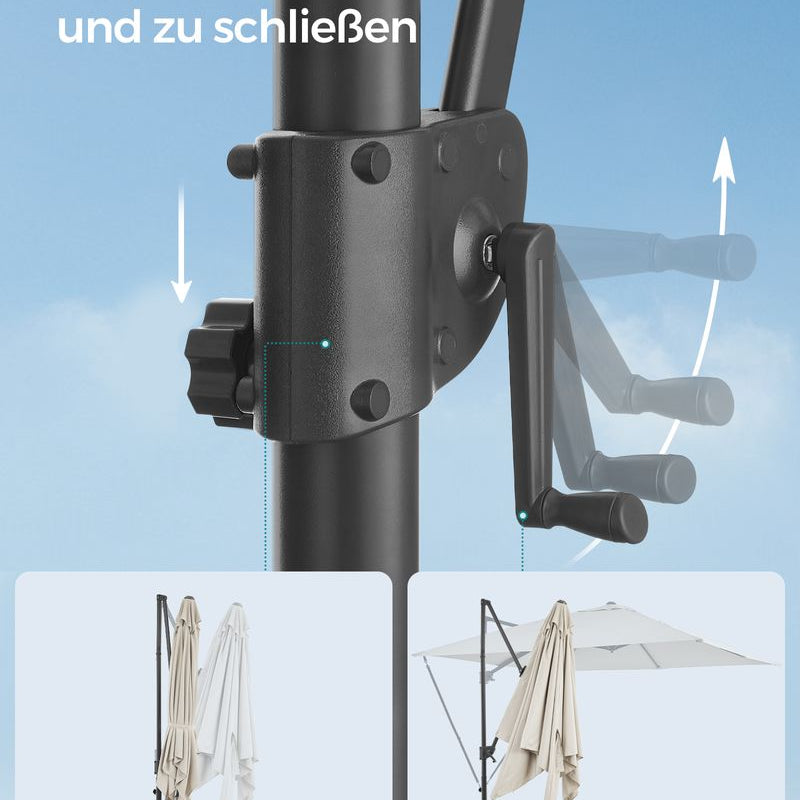 Zweefparasol 270 x 270 cm - Compleet Verstelbaar en 360° draaibaar - De Vries Meubels