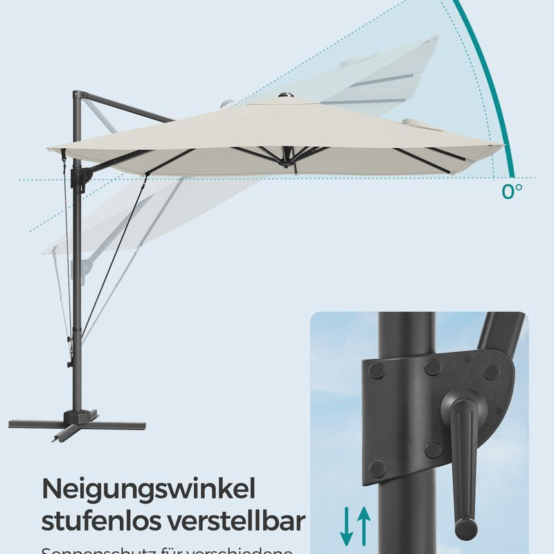 Zweefparasol 270 x 270 cm - Compleet Verstelbaar en 360° draaibaar - De Vries Meubels