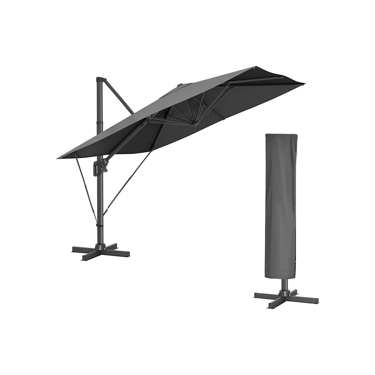 Zweefparasol 290 x 290 cm - Compleet Verstelbaar - Kantelbaar en 360° Draaifunctie - De Vries Meubels