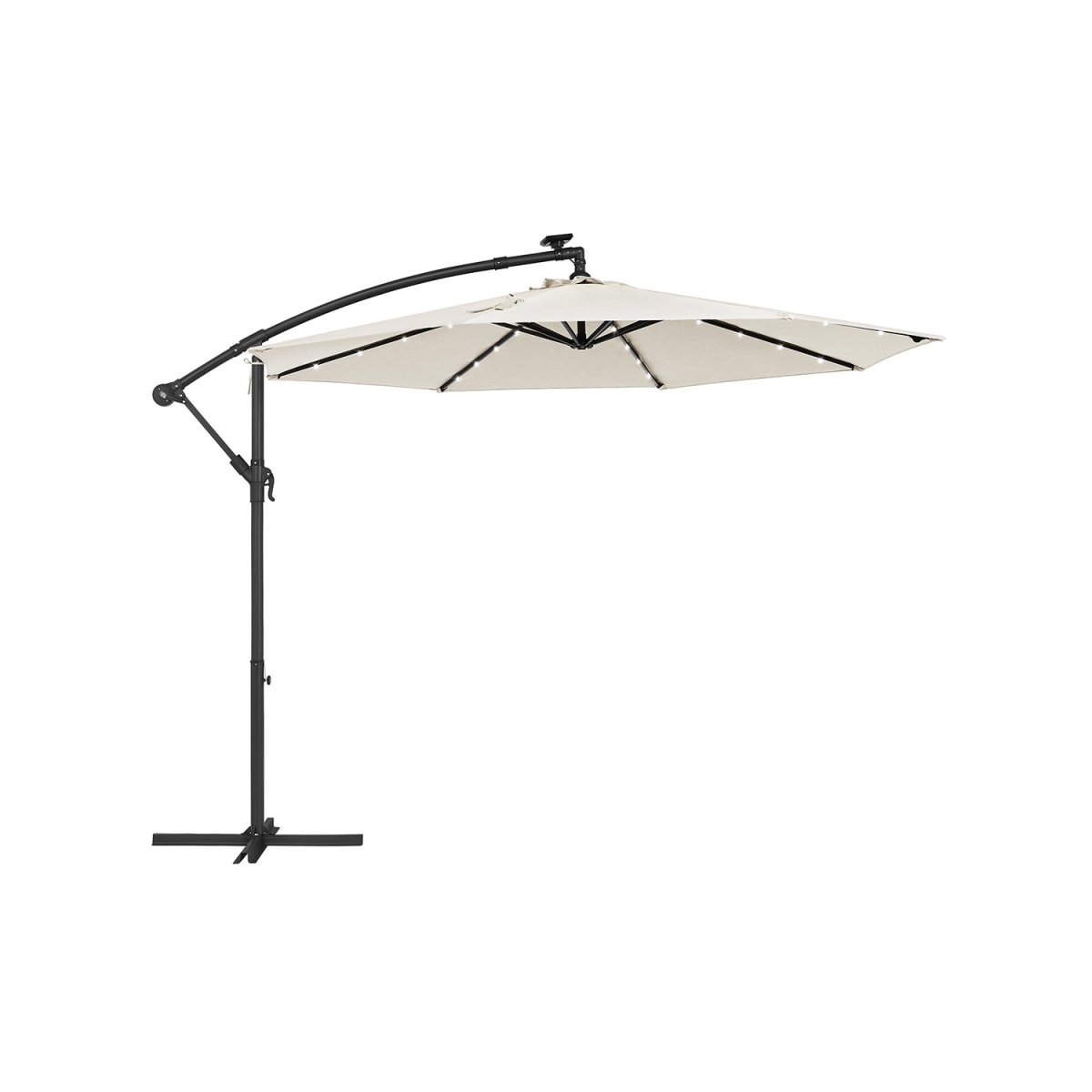 Zweefparasol Ø300 cm met LED - verlichting - Verstelbaar - Zonne - energie - De Vries Meubels