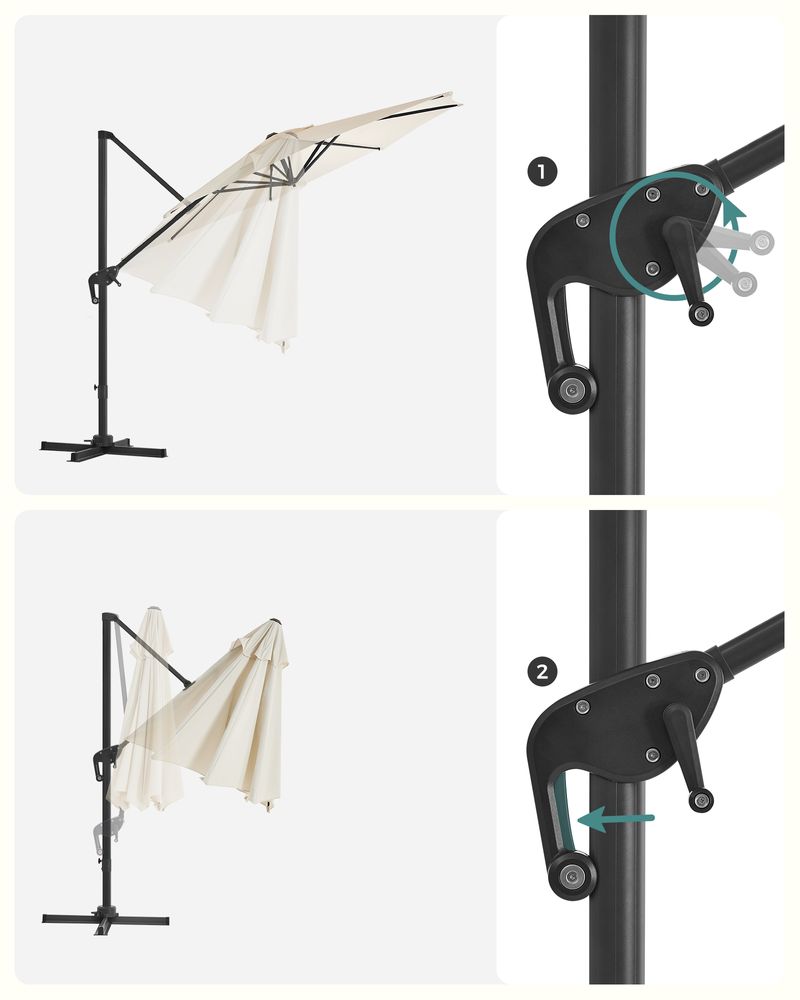 Zweefparasol Ø300 cm – Verstelbaar & UV - bescherming - 360° draaibaar - De Vries Meubels