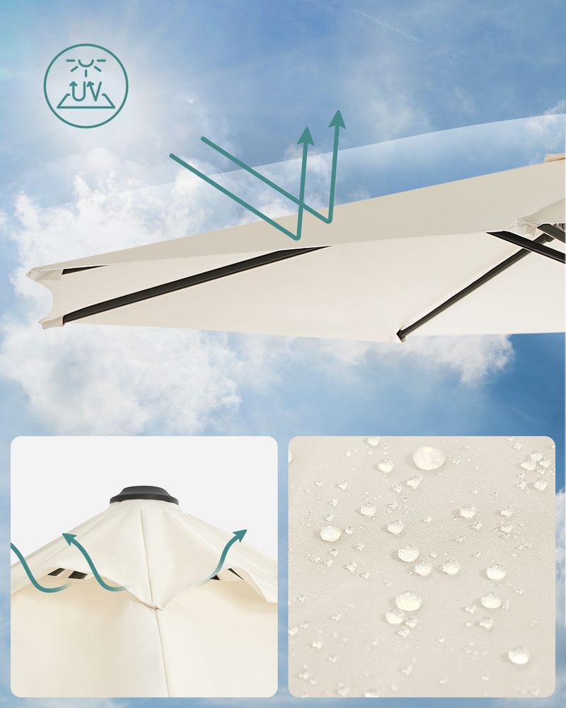 Zweefparasol Ø300 cm – Verstelbaar & UV - bescherming - 360° draaibaar - De Vries Meubels