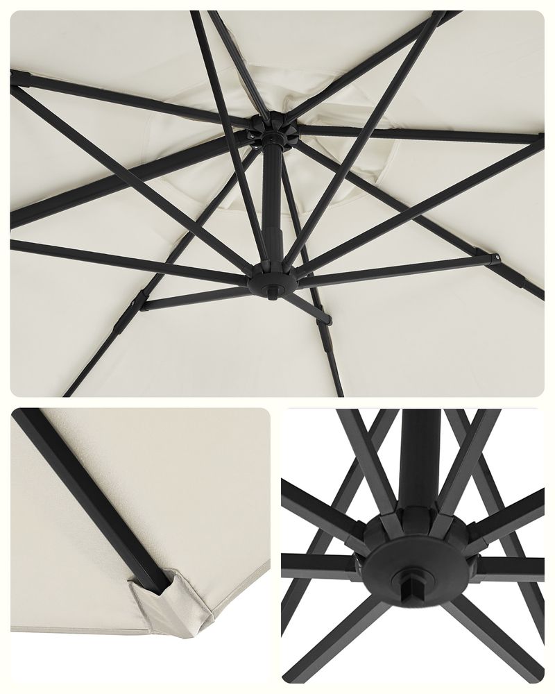 Zweefparasol Ø300 cm – Verstelbaar & UV - bescherming - 360° draaibaar - De Vries Meubels