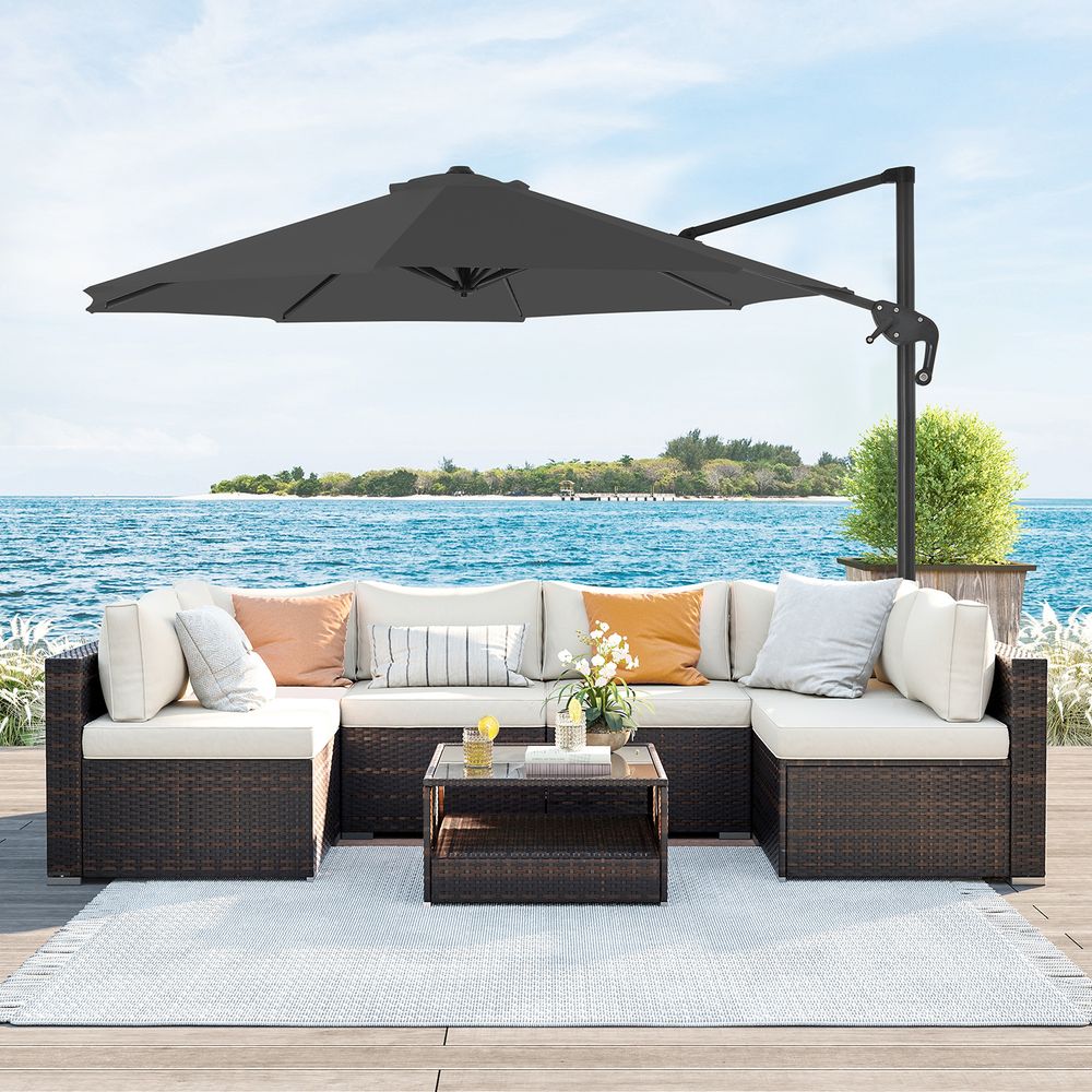 Zweefparasol Ø300 cm – Verstelbaar & UV - bescherming - 360° draaibaar - De Vries Meubels