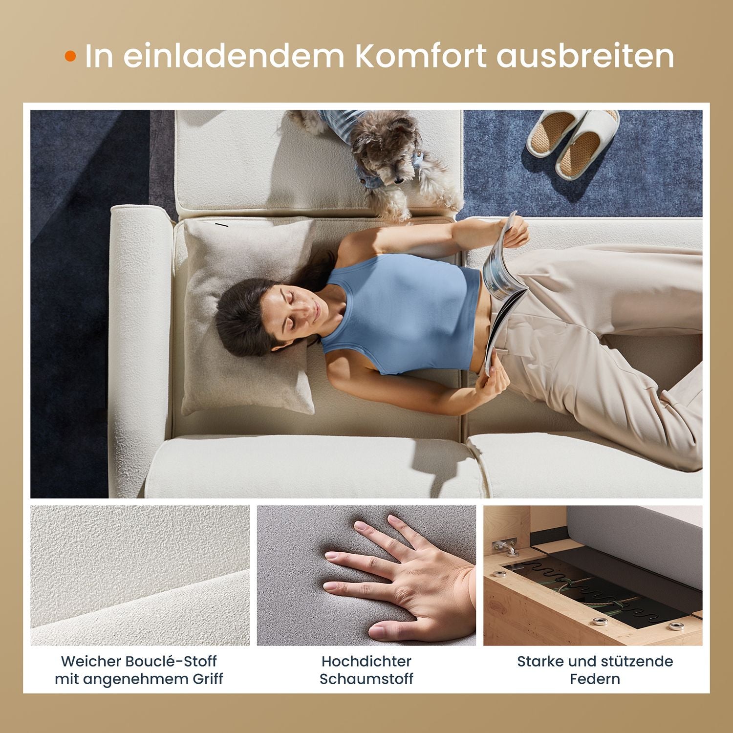 Modulares Sofa – Bouclé-Sofa-Set – verstellbar