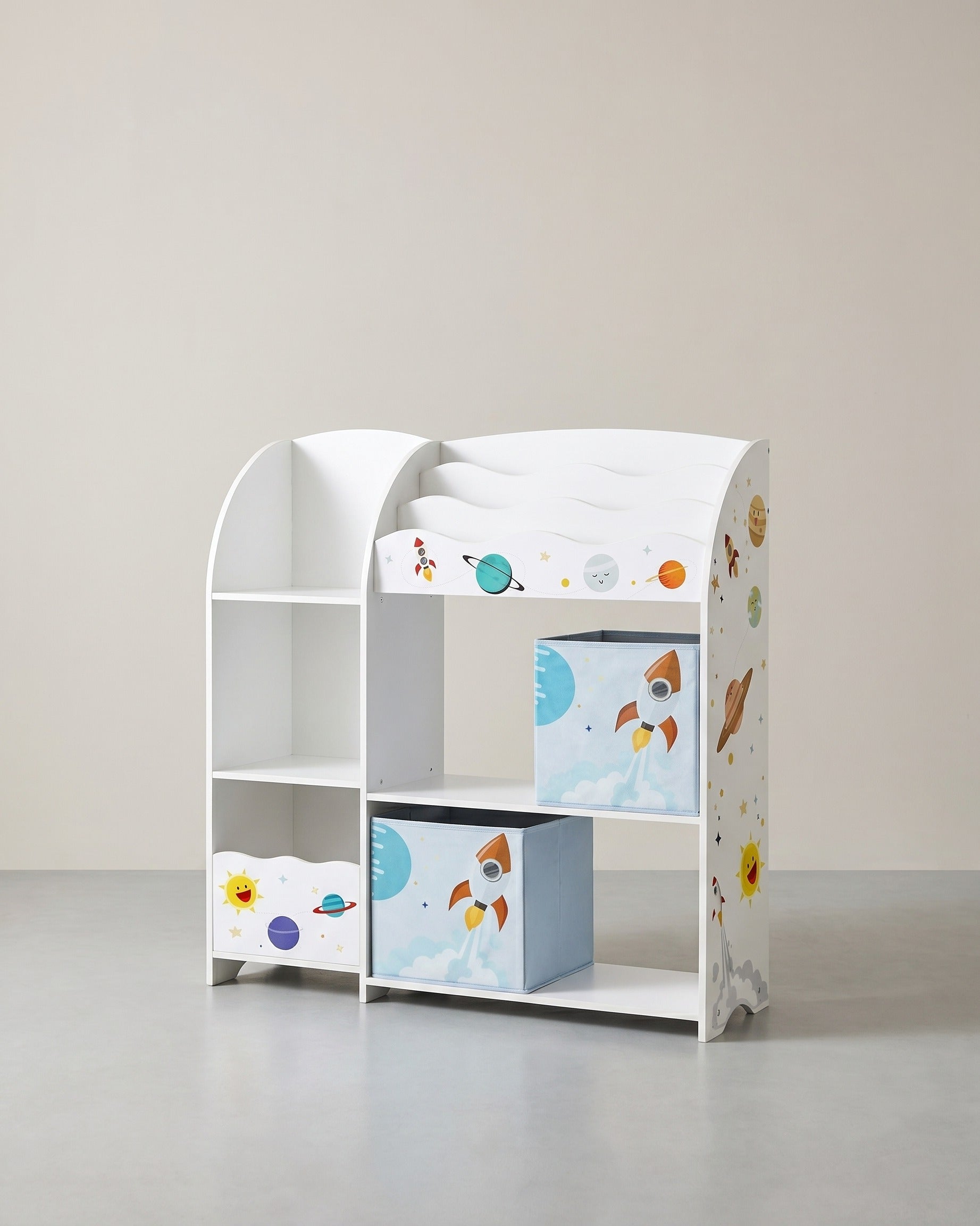 Kinderzimmer-Kleiderschrank mit 3 Einlegeböden und Stoffschubladen – Patrone
