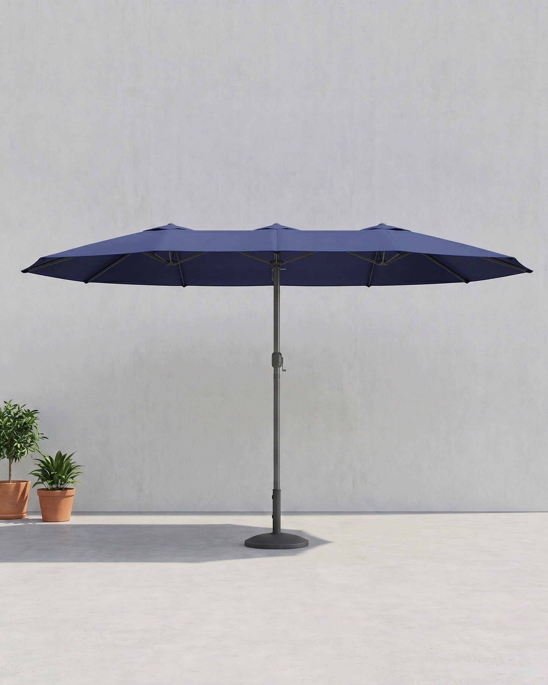 Doppelsonnenschirm 460 x 270 cm – Extra groß mit UV-Schutz und Kurbel – Blau