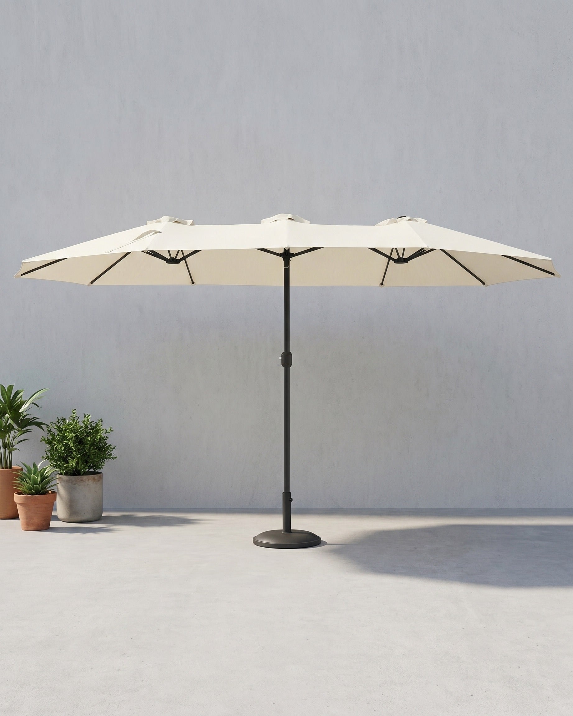 Doppelsonnenschirm 460 x 270 cm – Extra groß mit UV-Schutz und Kurbel – Beige