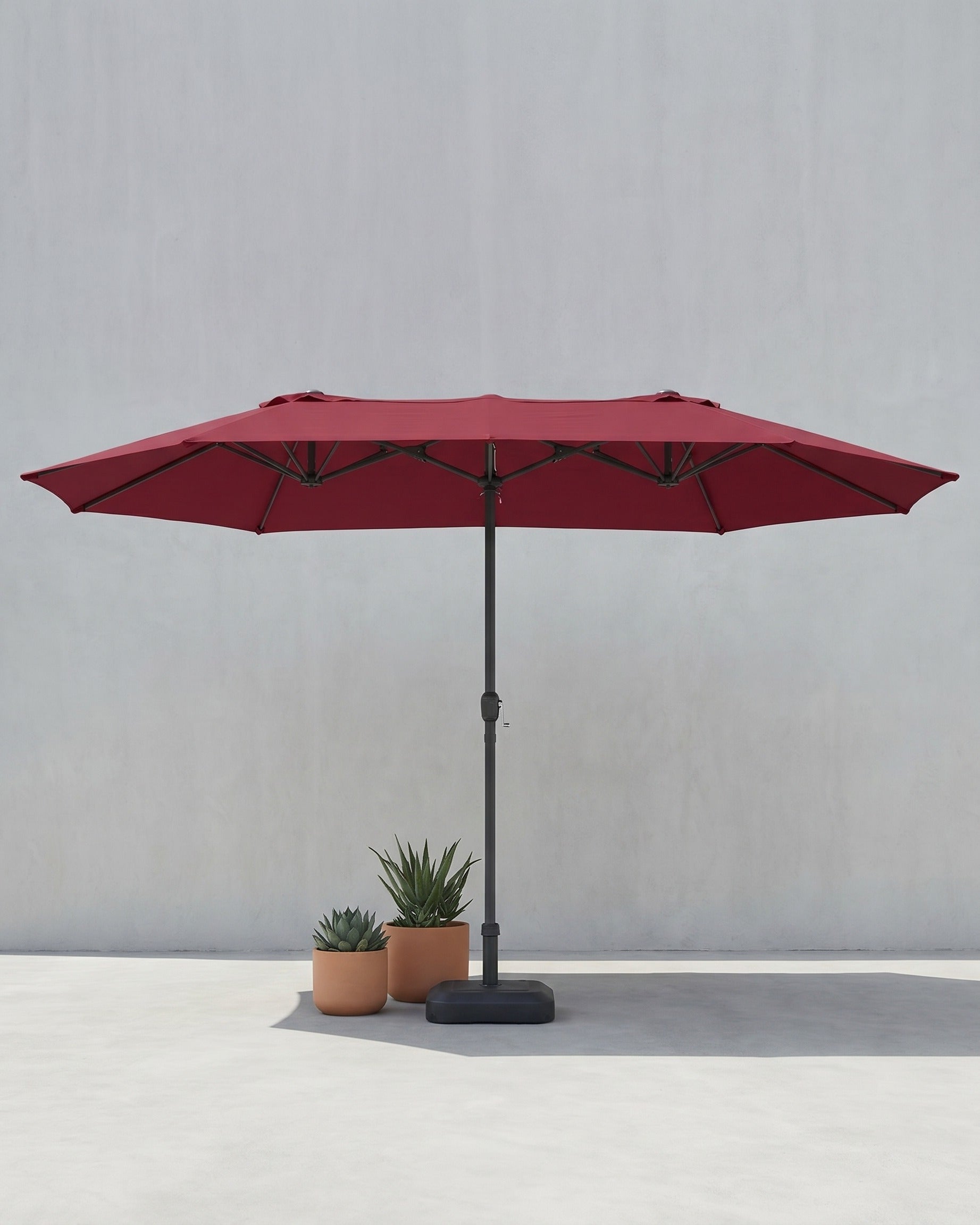 Doppelsonnenschirm 460 x 270 cm – Extra groß mit UV-Schutz und Kurbel – Rot