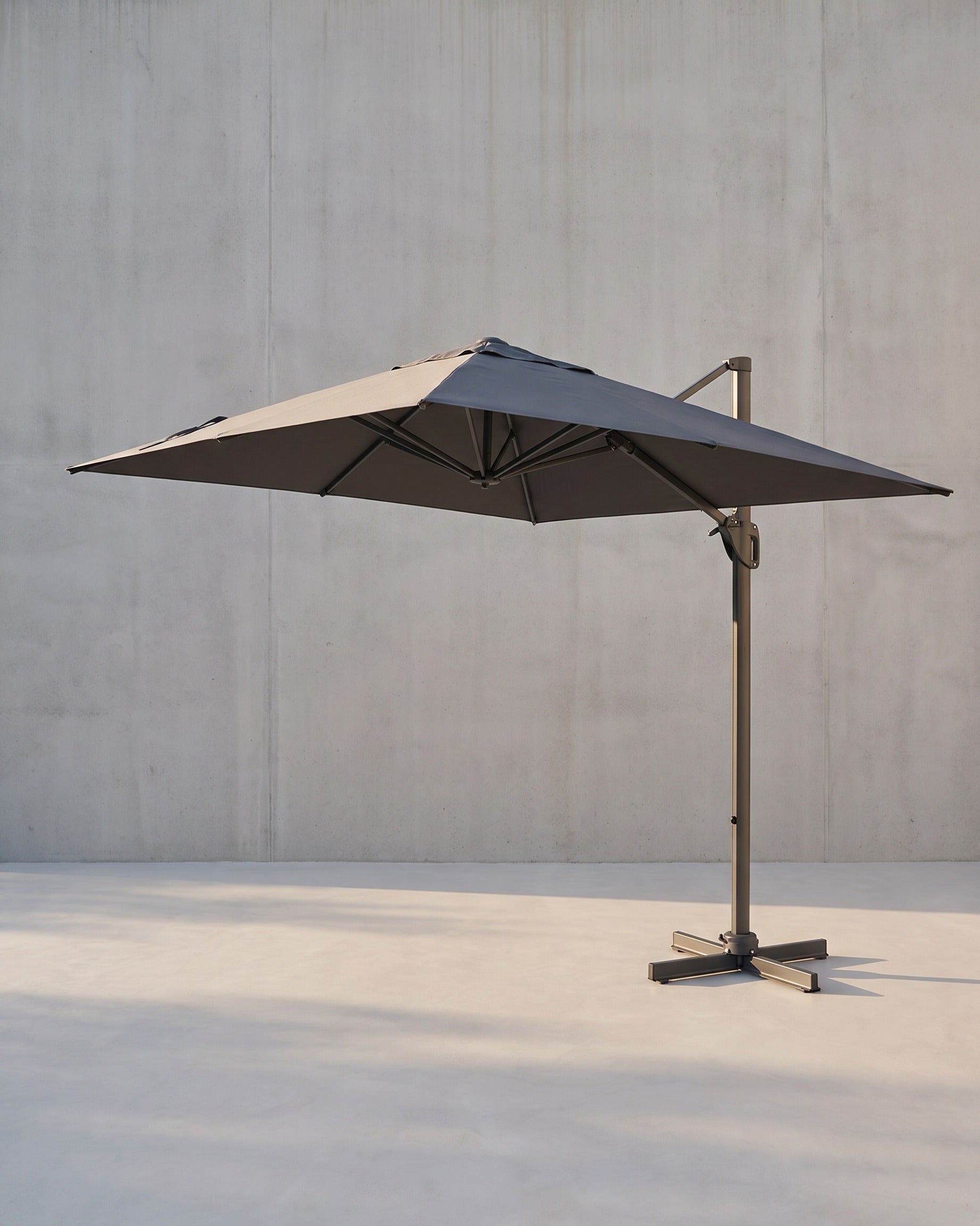 Ampelschirm 290 x 290 cm - Stufenlos verstellbar - Neigbar und 360° Drehfunktion – Grau