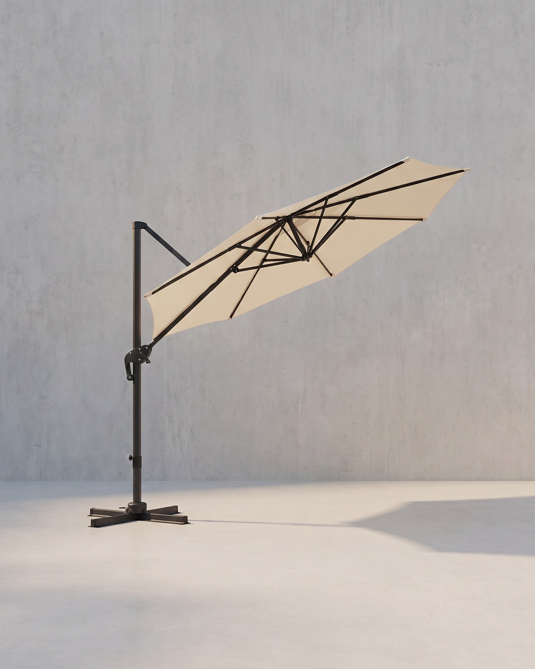 Freiarm-Sonnenschirm Ø300 cm – Verstellbar & UV-Schutz – 360° drehbar – Beige