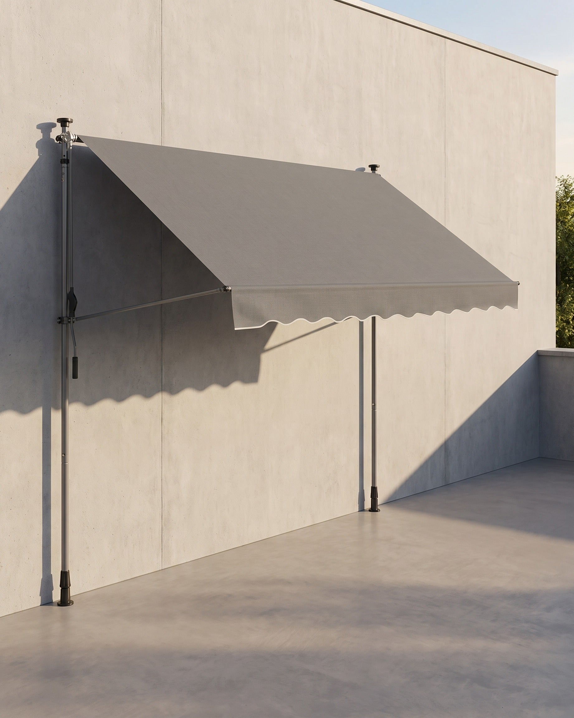 Balkonmarkise 300 x 130 cm - Höhenverstellbare Klemmmarkise - Montagefrei – Grau