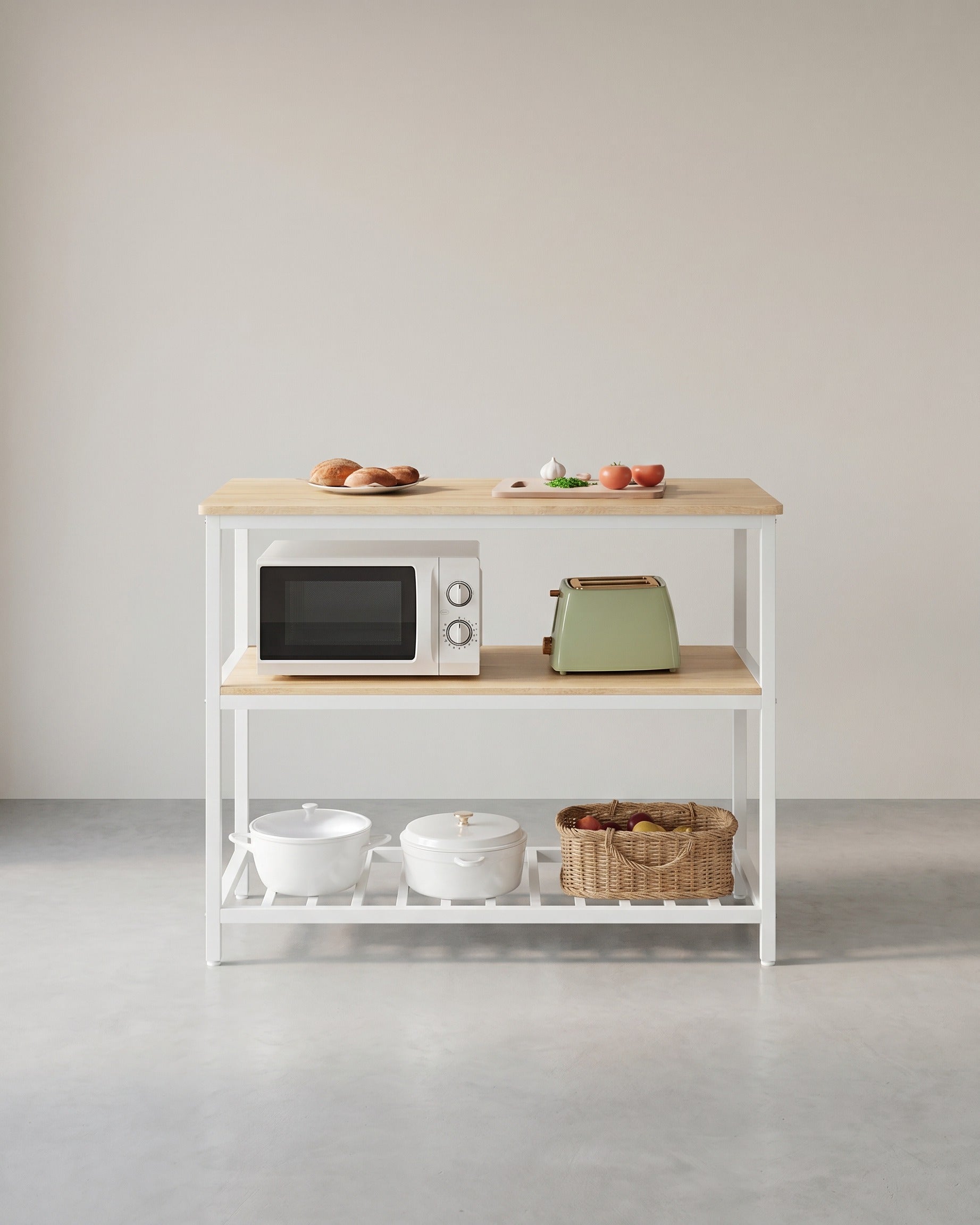 Küchenschrank – 3-stöckiges Gewürzregal – Stahlrahmen – 60 x 120 x 90 cm – Industrial-Stil