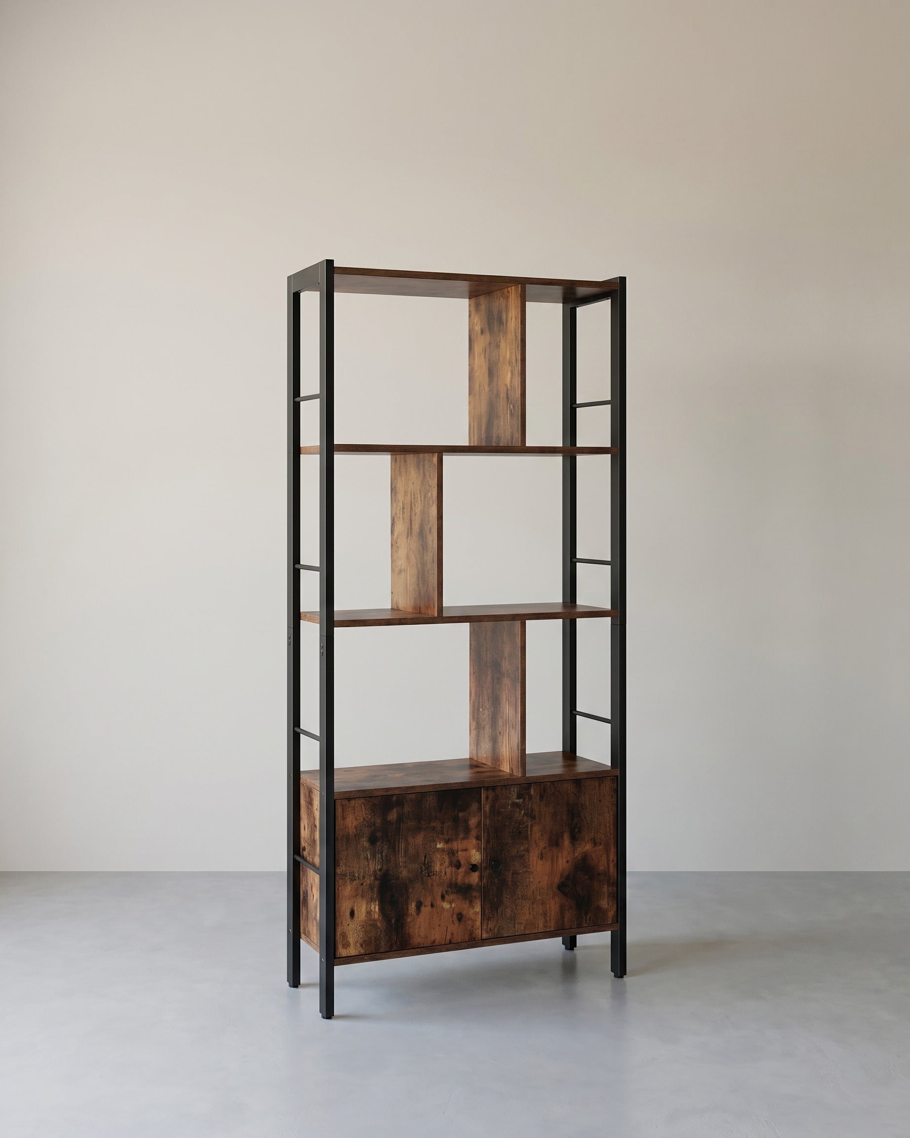 Industrielles Bücherregal mit Zickzack-Design – Stilvoll und funktional – Braun