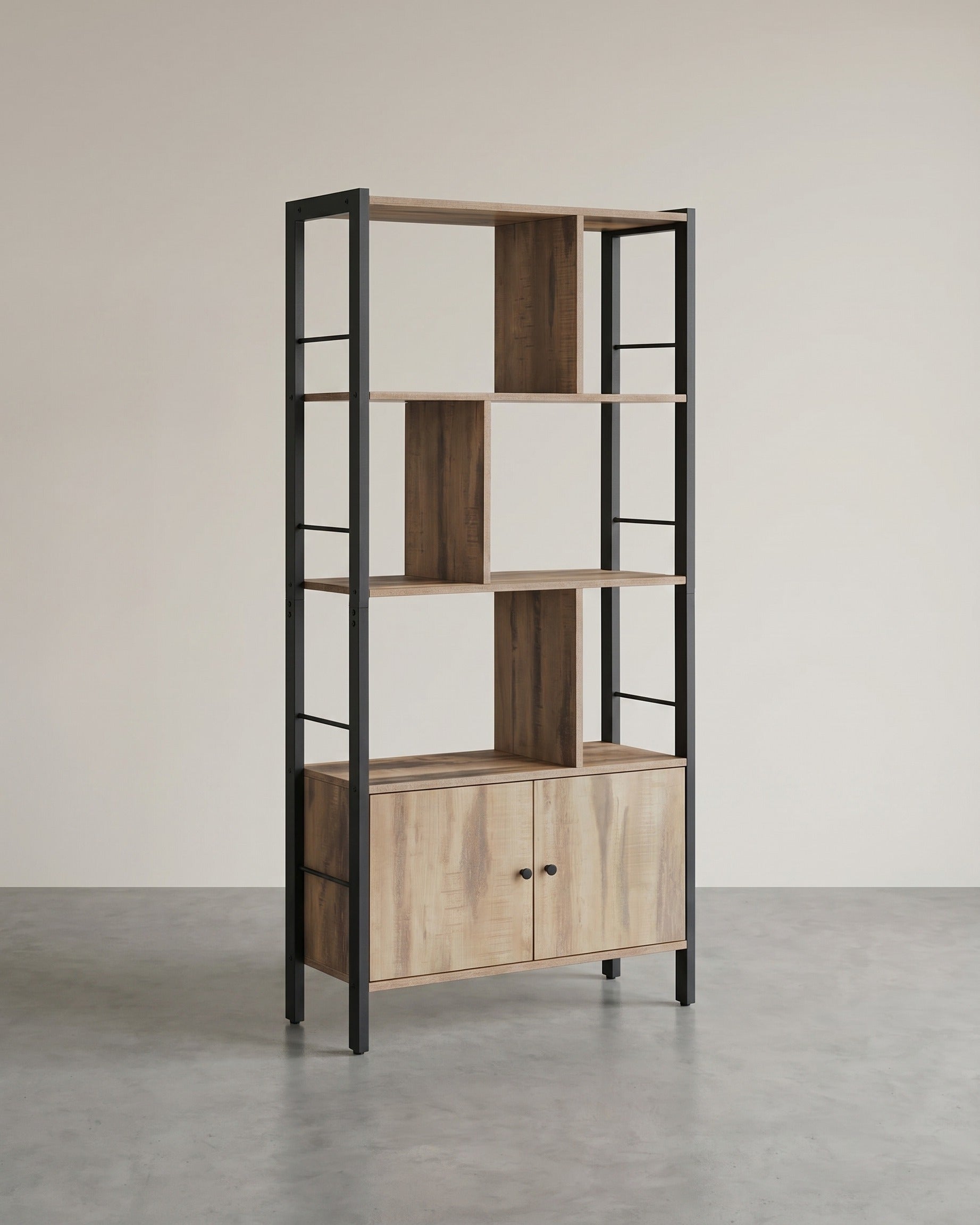 Industrielles Bücherregal mit Zickzack-Design – Stilvoll und funktional – Eiche braun