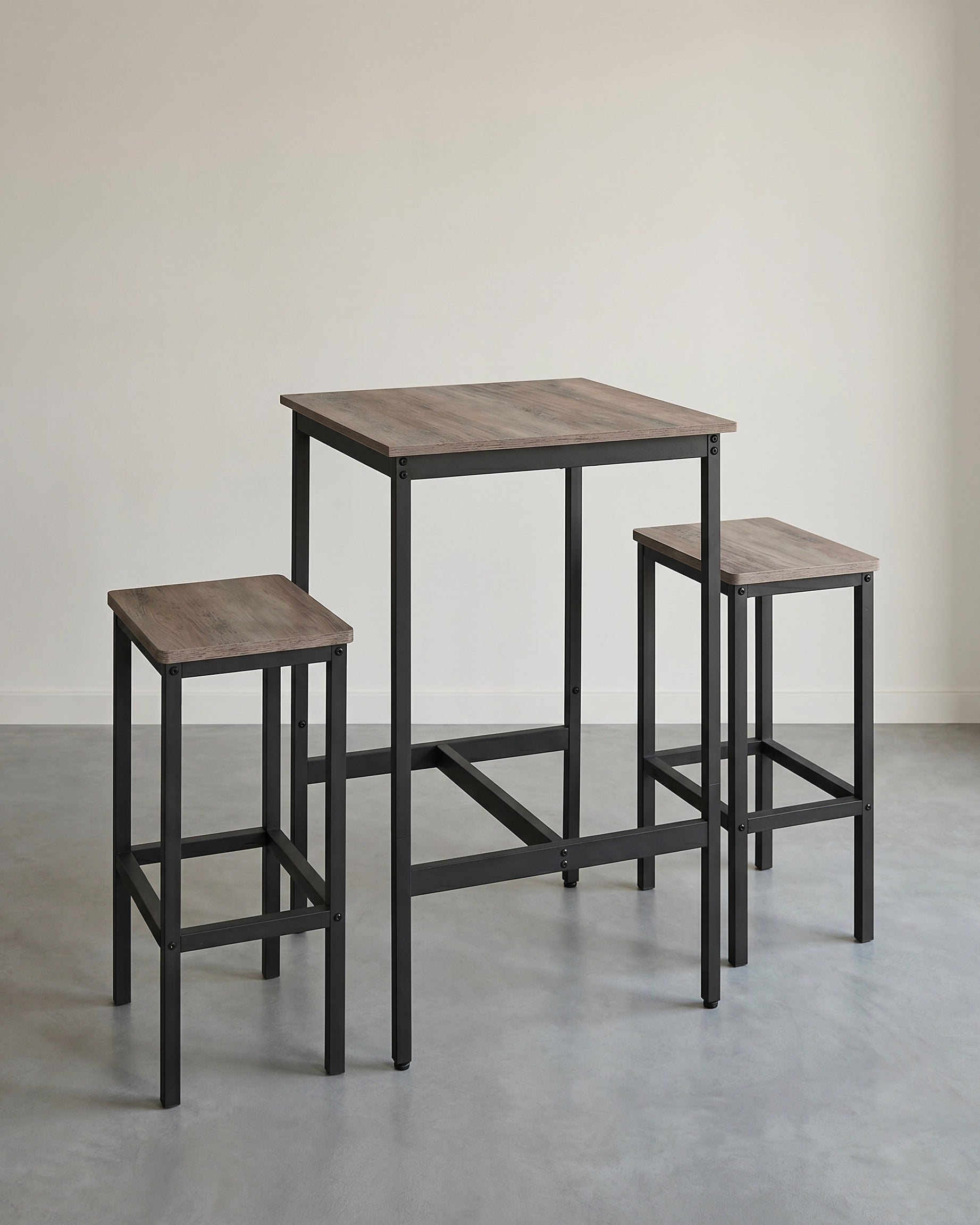 Esstische – Esstisch Mit 2 Stühlen – Kleiner Küchentisch 60 x 60 x 90 cm – Barhocker 30 x 40 x 65 cm – Industrielles Design