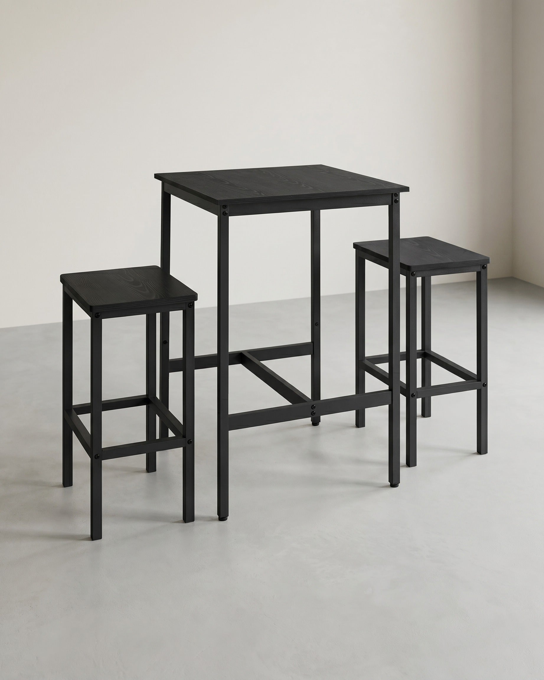Esstische – Esstisch Mit 2 Stühlen – Kleiner Küchentisch 60 x 60 x 90 cm – Barhocker 30 x 40 x 65 cm – Industrielles Design
