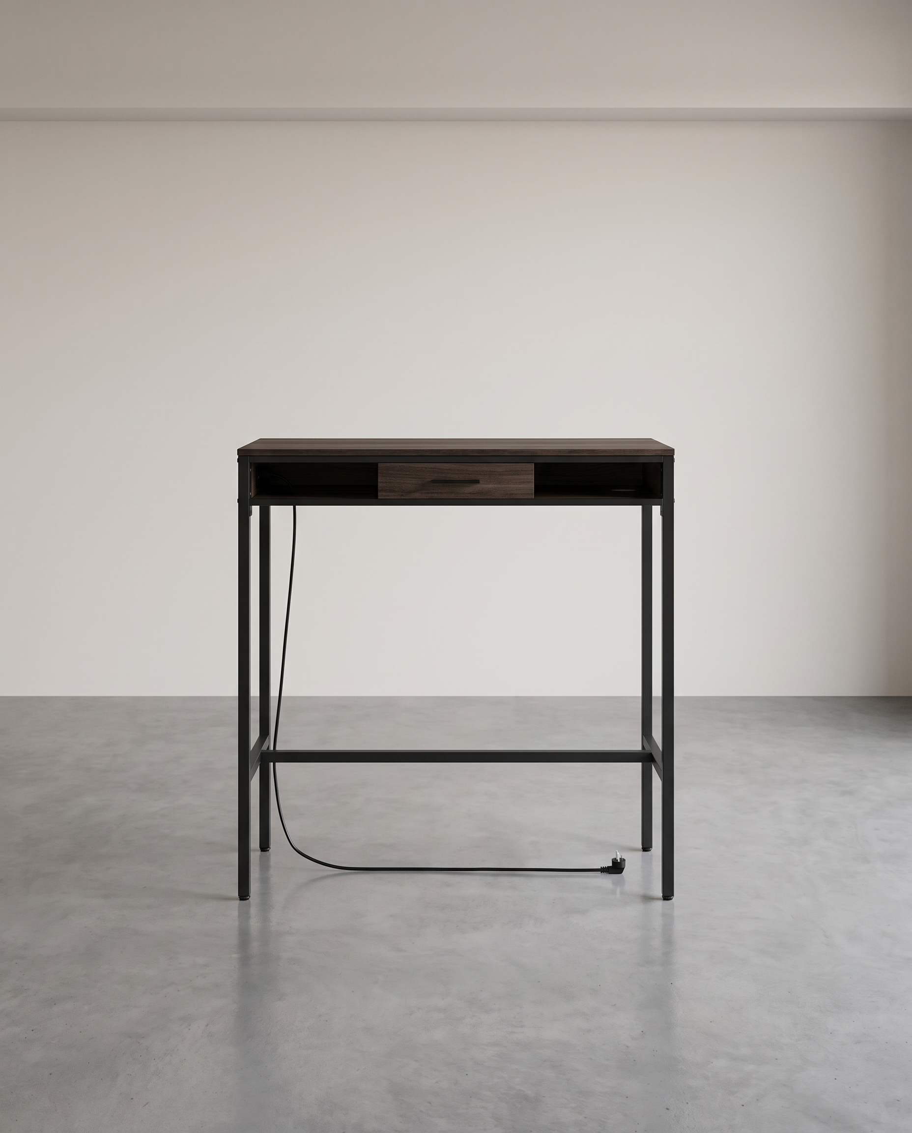 Stehtisch mit Auszug und USB-Anschlüssen - Beistelltisch mit Steckdose - Flurtisch – Braun