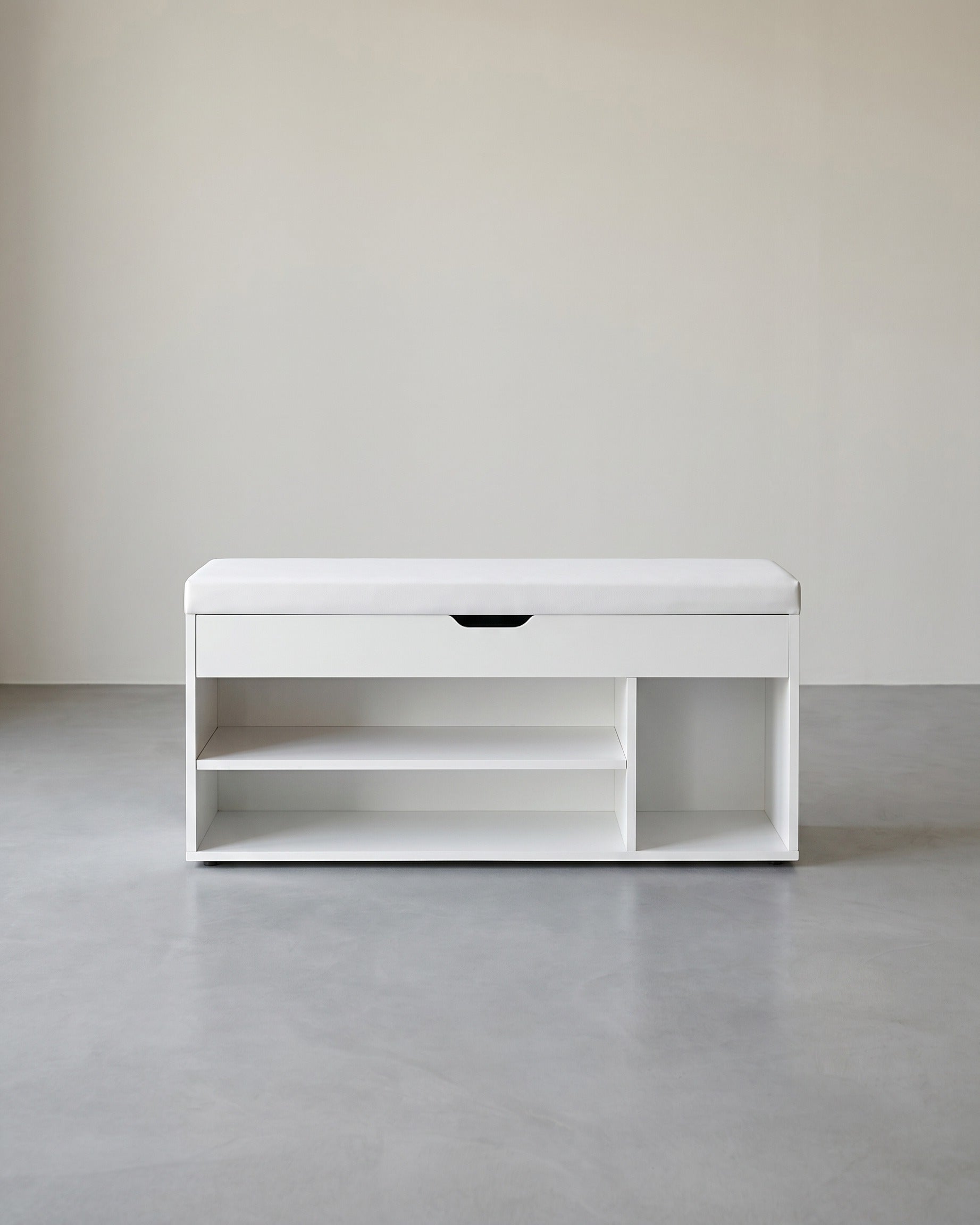 Schuhaufbewahrung – Schuhbank mit Sitzfläche – Aufbewahrungsbank mit 3 Offenen Fächern – 30 x 80 x 44 cm – Tragfähigkeit bis 150 kg