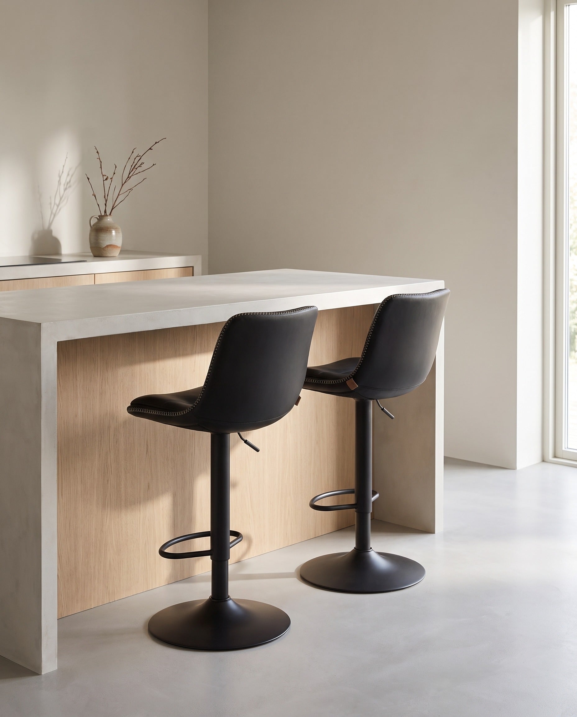 2er-Set Barhocker - Verstellbar und 360° drehbar - Kunstleder